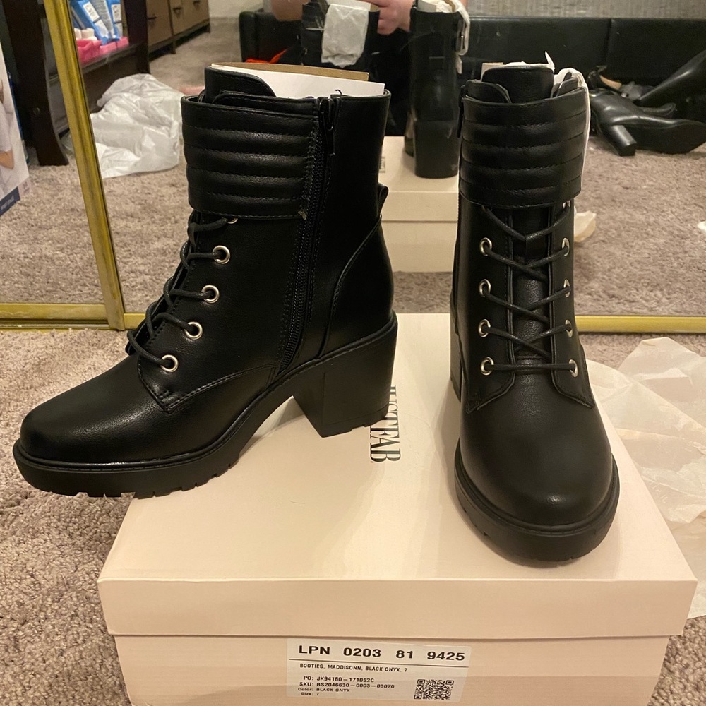 Black heeled booties